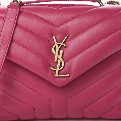 Saint Laurent Calfskin Y Quilted Monogram Small Loulou Chain Satchel Fresh Fuchsia 8 of 10