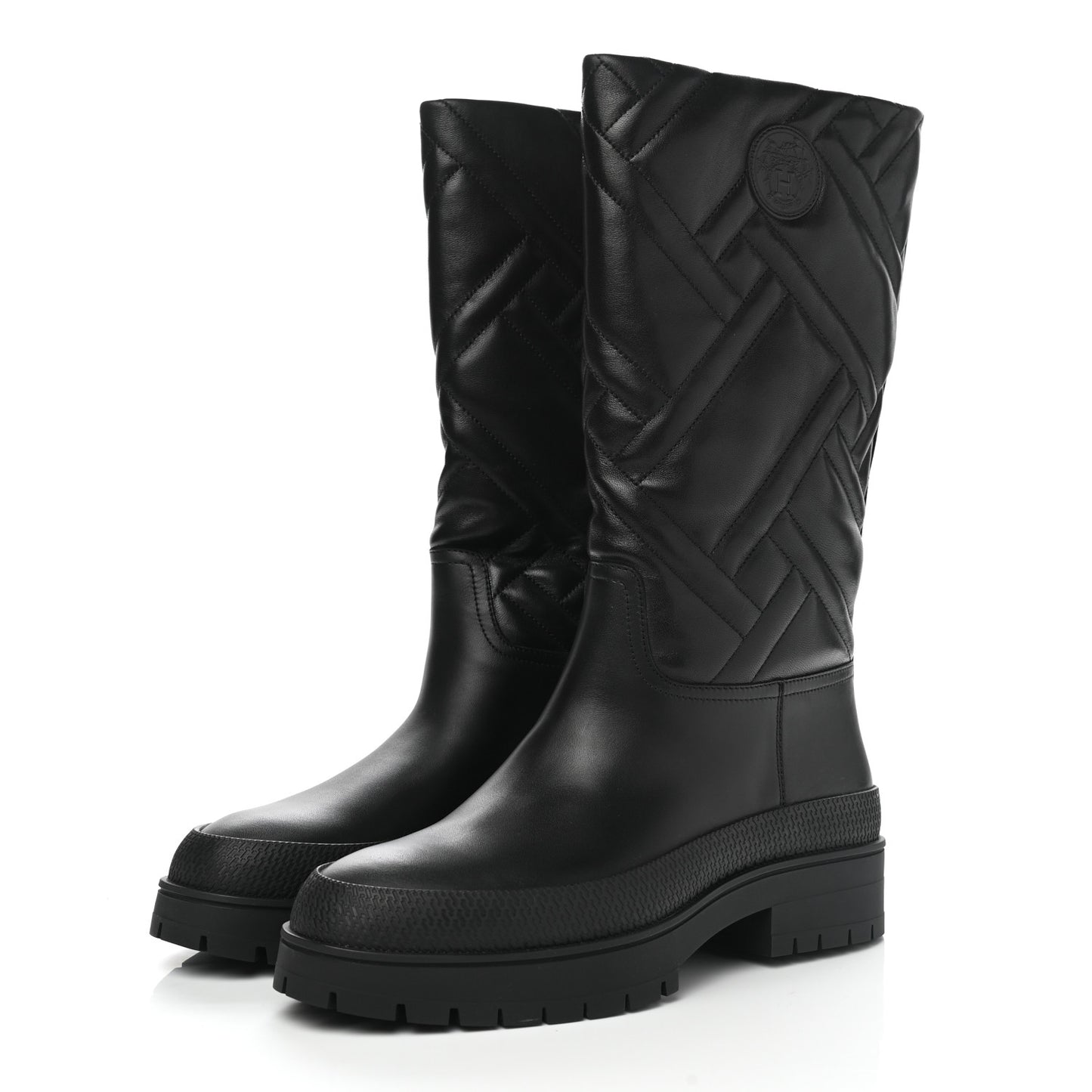 Suede Goatskin Quilted Fuji Boots 37 Black