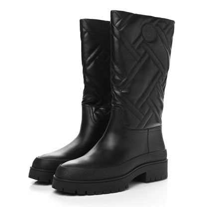 Hermes Suede Goatskin Quilted Fuji Boots 37 Black 3 of 9