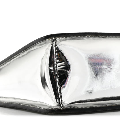 Prada Spazzolato Metal Triangle Logo Triangle Patterned Mini Shoulder Bag Argento 8 of 9