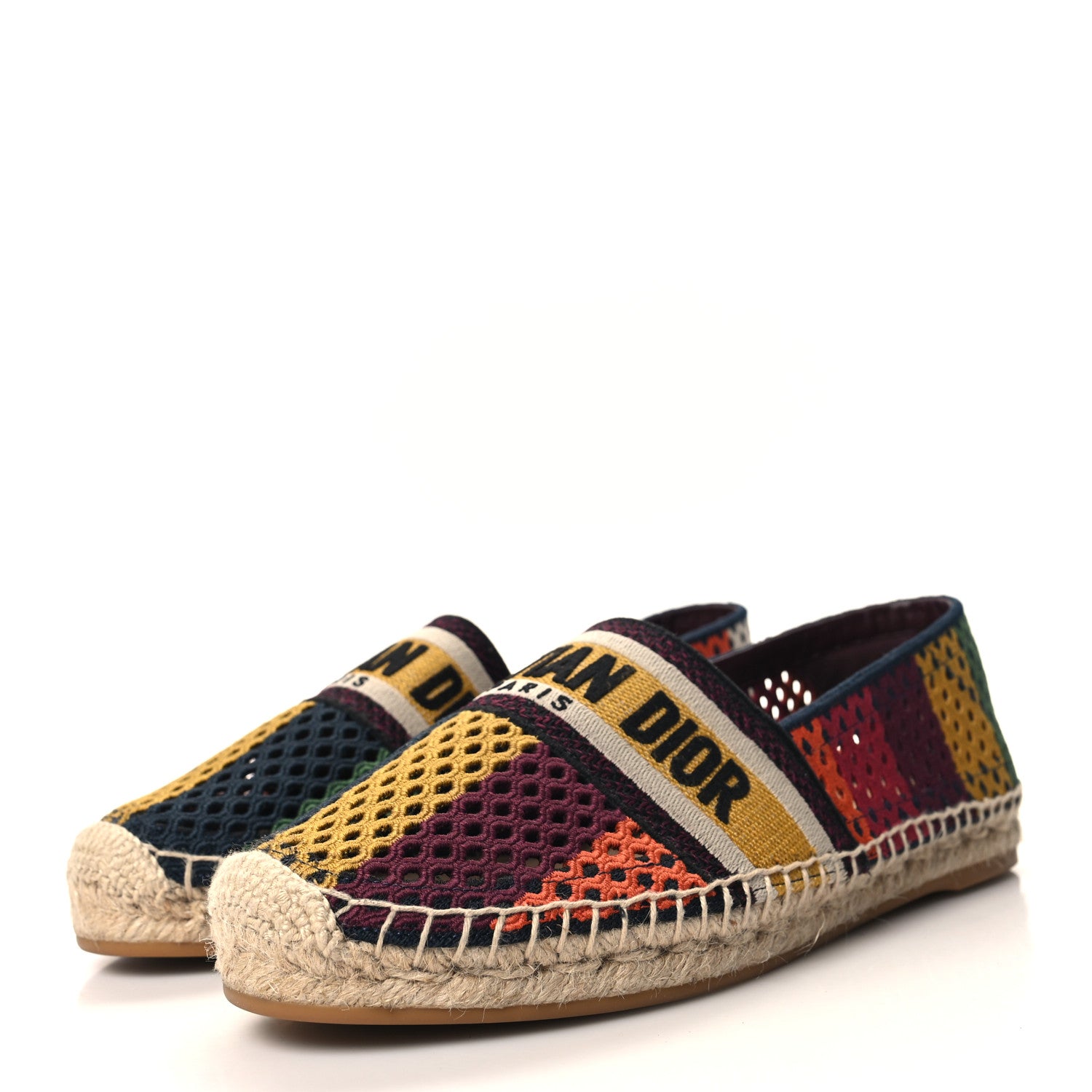 Christian Dior Cotton Mesh Embroidered Granville 15mm Espadrilles 40.5 Multicolor 3 of 8