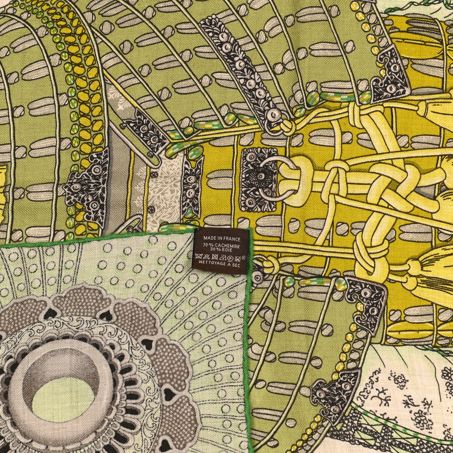 Hermes Cashmere Silk Parures De Samourais Shawl 140 2 of 5