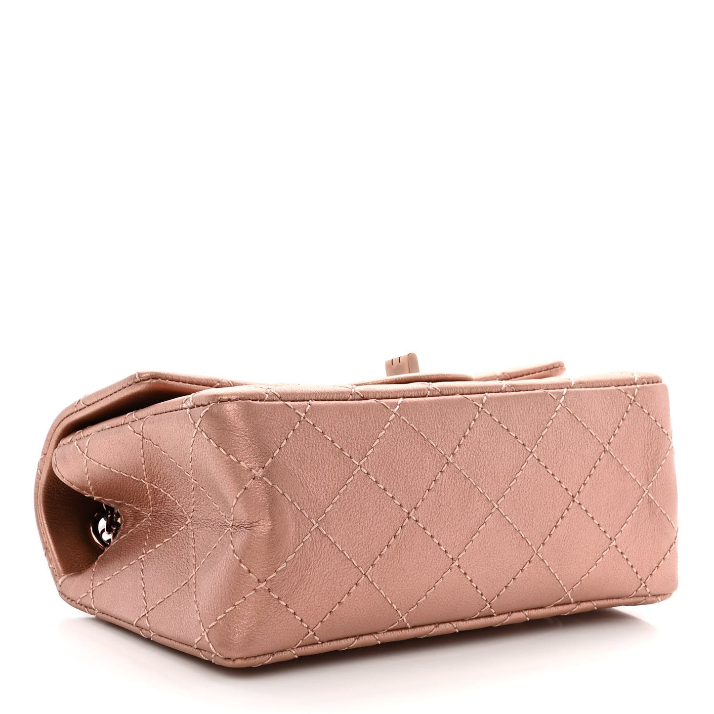 Metallic Grained Calfskin Quilted 2.55 Reissue Mini Flap Copper Pink