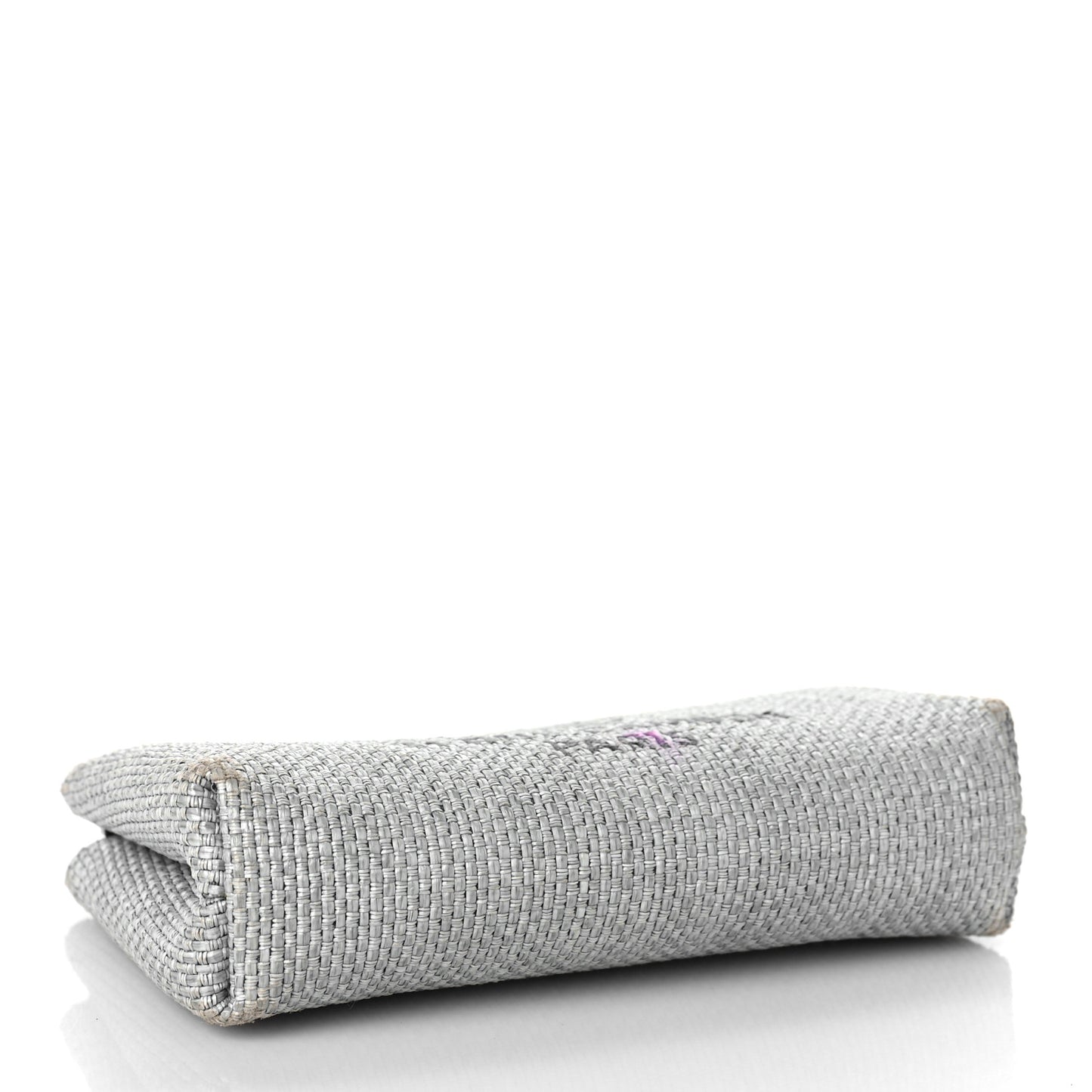 Woven Straw Raffia Deauville Cosmetic Pouch Grey