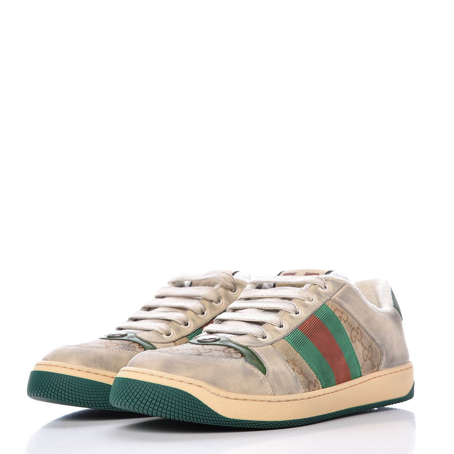 GG Monogram Nubuck Web Mens Screener Sneakers 8.5 New Sand Dusty Milk Vintage Green