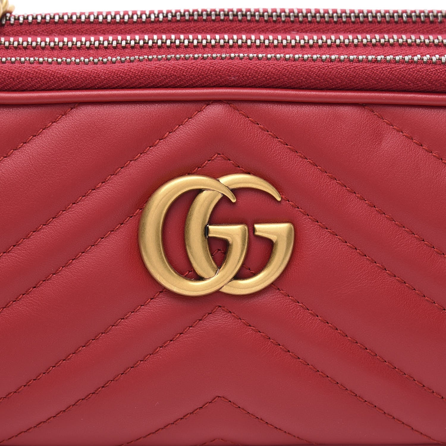 Gucci Calfskin Matelasse Mini GG Marmont Chain Crossbody Bag Hibiscus Red 11 of 11