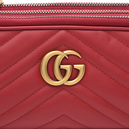 Gucci Calfskin Matelasse Mini GG Marmont Chain Crossbody Bag Hibiscus Red 11 of 11