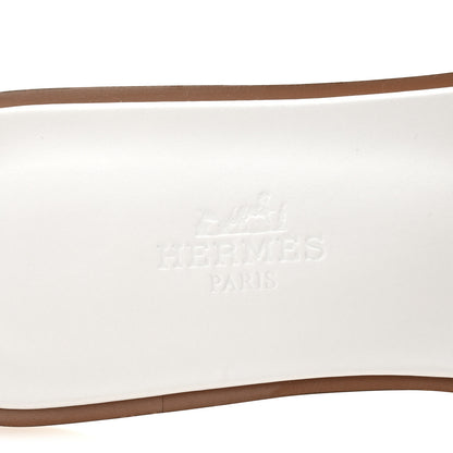 Hermes Box Calfskin Oran Sandals 36.5 White 8 of 10