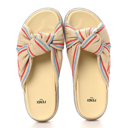 Fendi Raffia Embroidered Knot Sandals 39 Multicolor 2 of 8