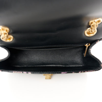 Chanel Calfskin Crocodile Embossed Graffiti 2.55 Mini Cocodile Reissue Flap Black Pink 5 of 11