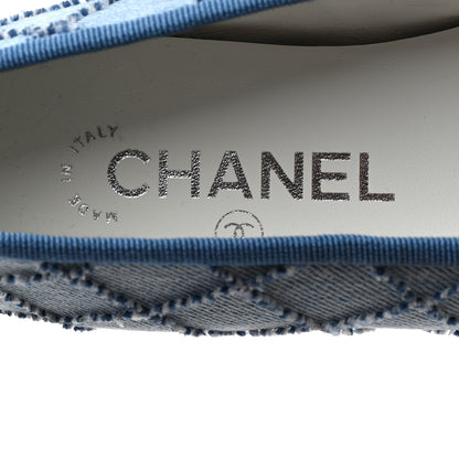 Chanel Denim Embroidered Grosgrain CC Cap Toe Ballerina Flats 37 Blue Black 7 of 9
