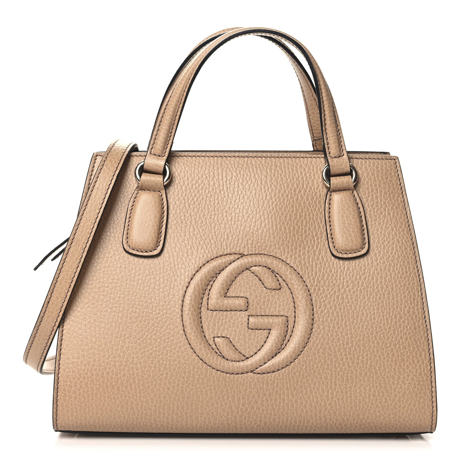 Gucci Dollar Calfskin Medium Soho Top Handle Satchel Camelia 1 of 10