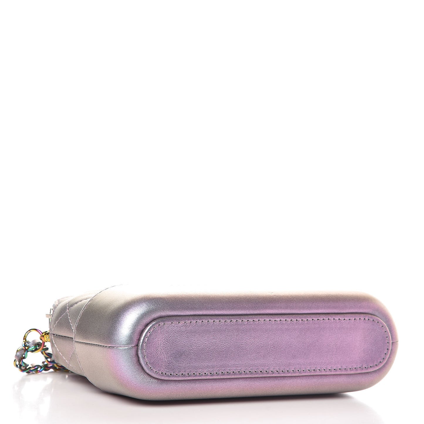 Iridescent Lambskin Calfskin Quilted Small Gabrielle Clutch With Chain Light Purple