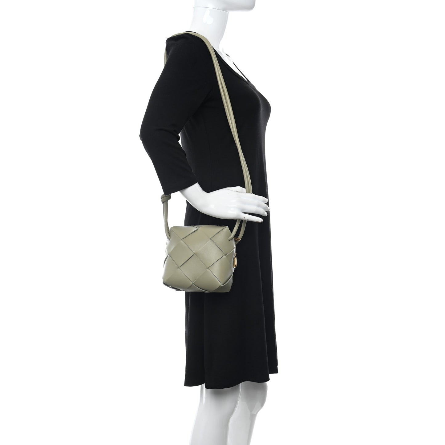 Lambskin Maxi Intrecciato Mini Cassette Camera Bag Travertine