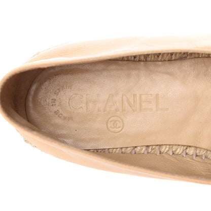 Chanel Lambskin CC Espadrilles 37 Beige Black 14 of 15