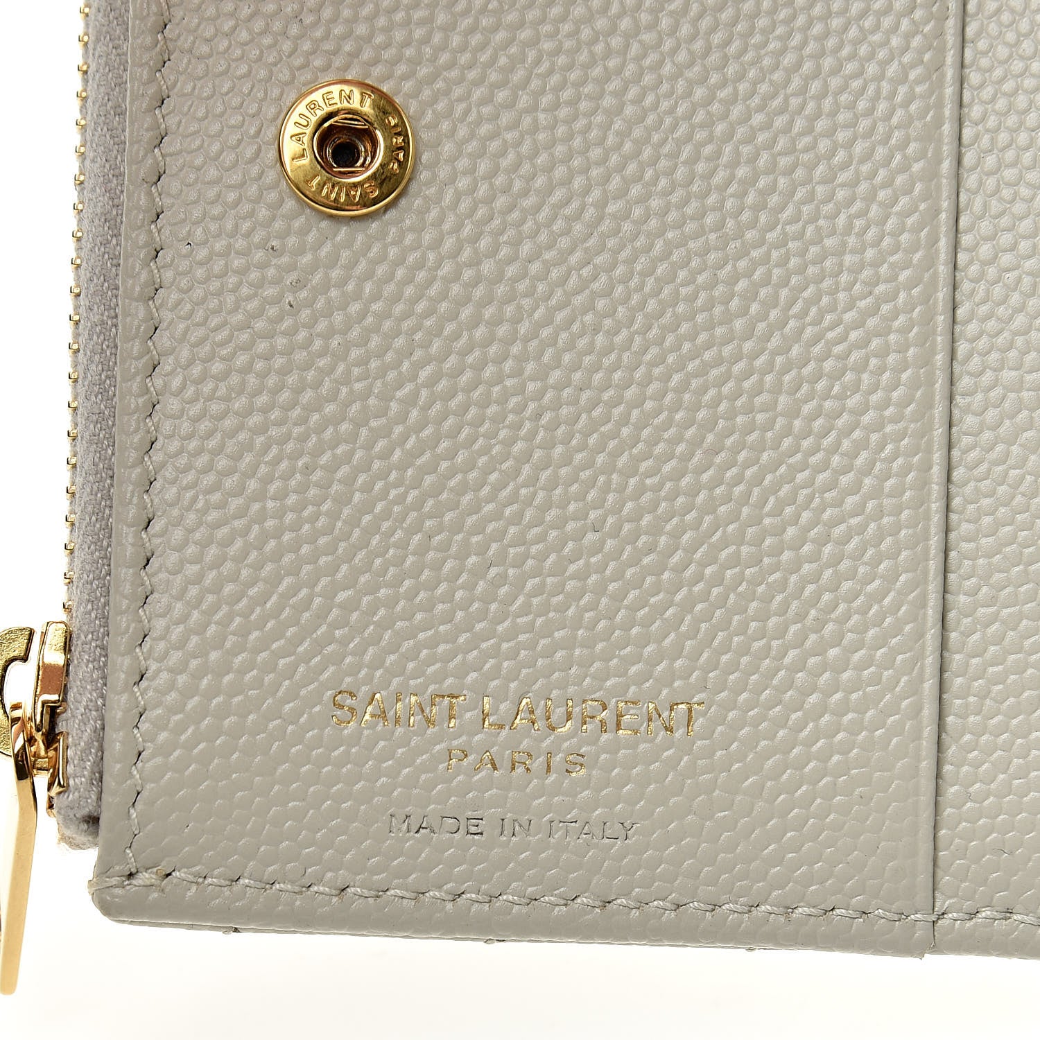 Saint Laurent Grain De Poudre Matelasse Chevron Monogram Zipped Card Case Crema Soft 6 of 11