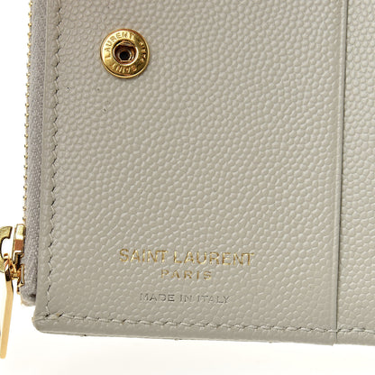 Saint Laurent Grain De Poudre Matelasse Chevron Monogram Zipped Card Case Crema Soft 6 of 11