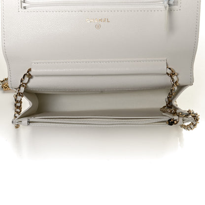 Chanel Caviar Quilted Wallet With Charms On Chain WOC White 7 of 11