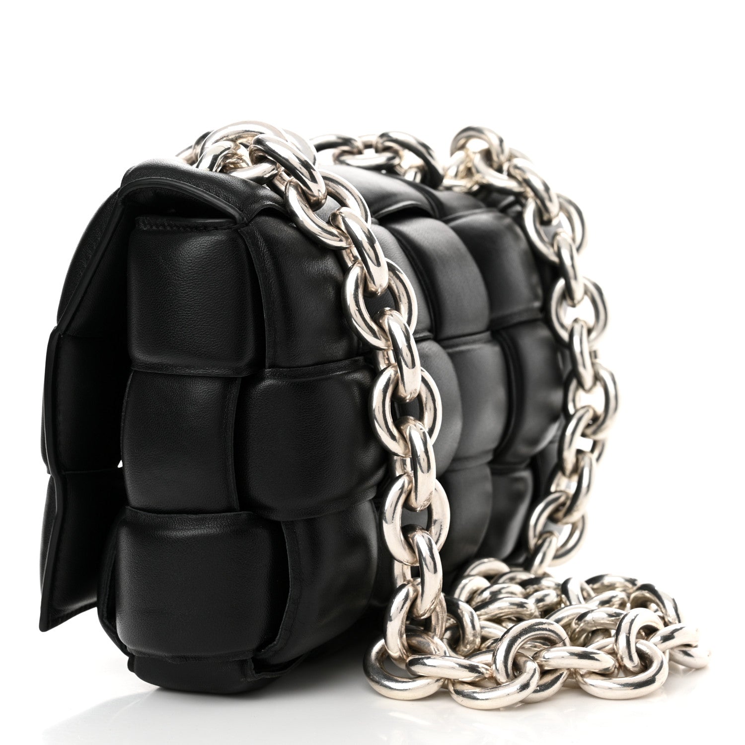 Bottega Veneta Lambskin Maxi Intreccio Padded Chain Cassette Crossbody Bag Black 3 of 10