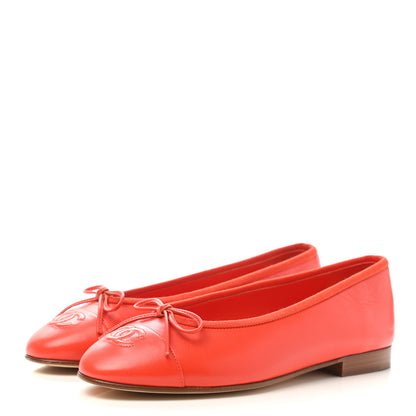 Chanel Lambskin Cap Toe Ballerina Flats 36 Coral 3 of 9