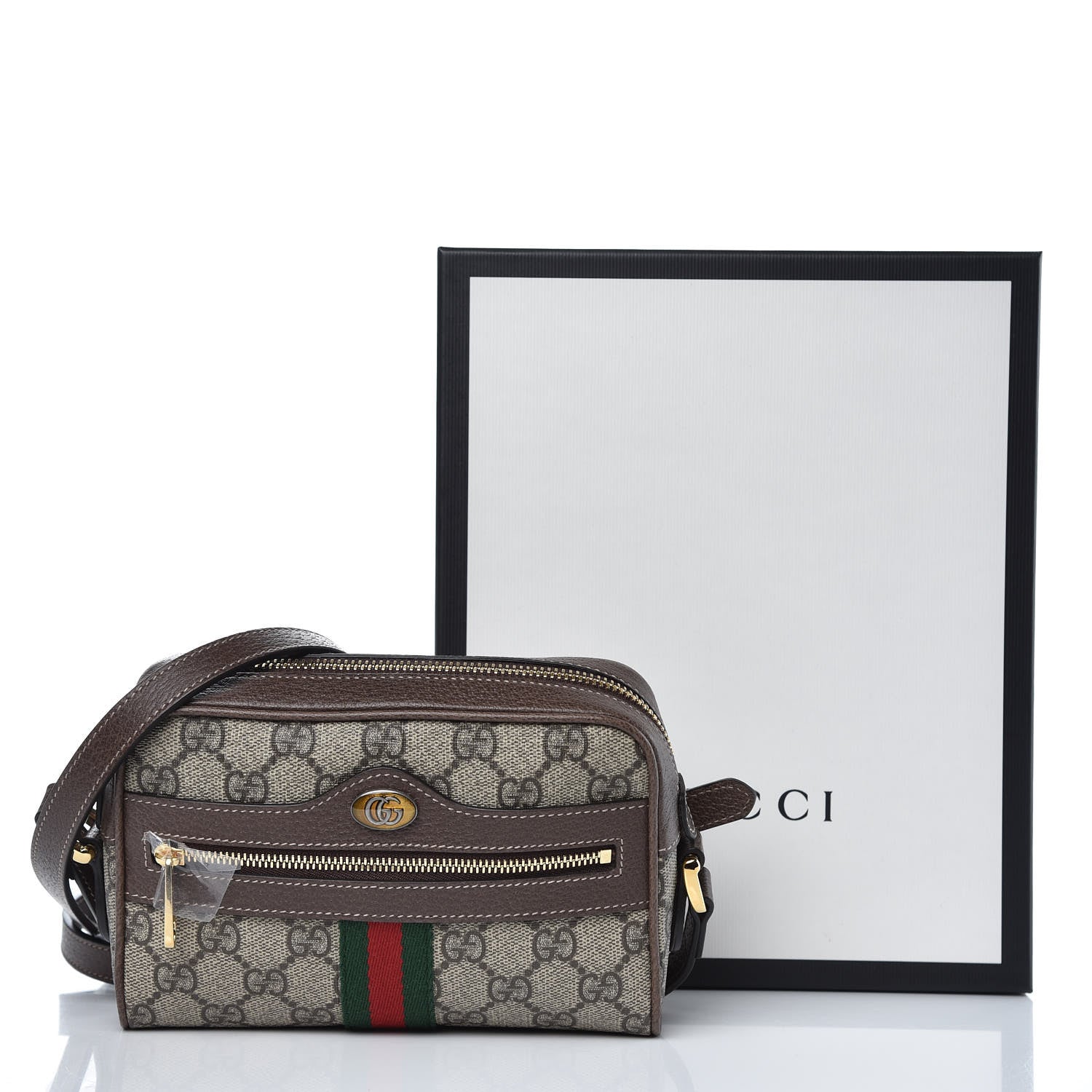 Gucci GG Supreme Monogram Web Mini Ophidia Shoulder Bag Brown 8 of 8