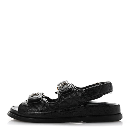 Chanel Grained Calfskin Velcro Dad Sandals 35 Black 1 of 11