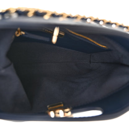 Chanel Shiny Crumpled Calfskin Quilted Mini 31 Shopping Bag Navy Blue 5 of 10