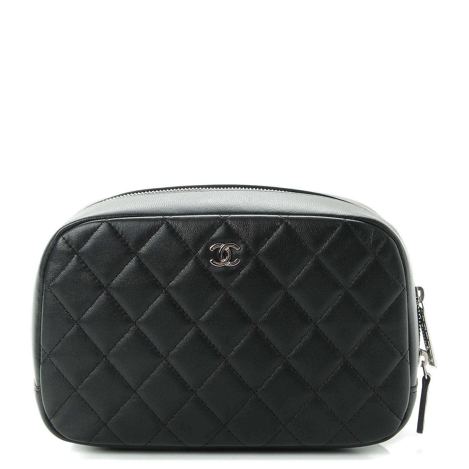 Chanel Lambskin Quilted Medium Curvy Pouch Cosmetic Case Black 1 of 8