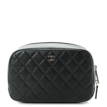 Chanel Lambskin Quilted Medium Curvy Pouch Cosmetic Case Black 1 of 8