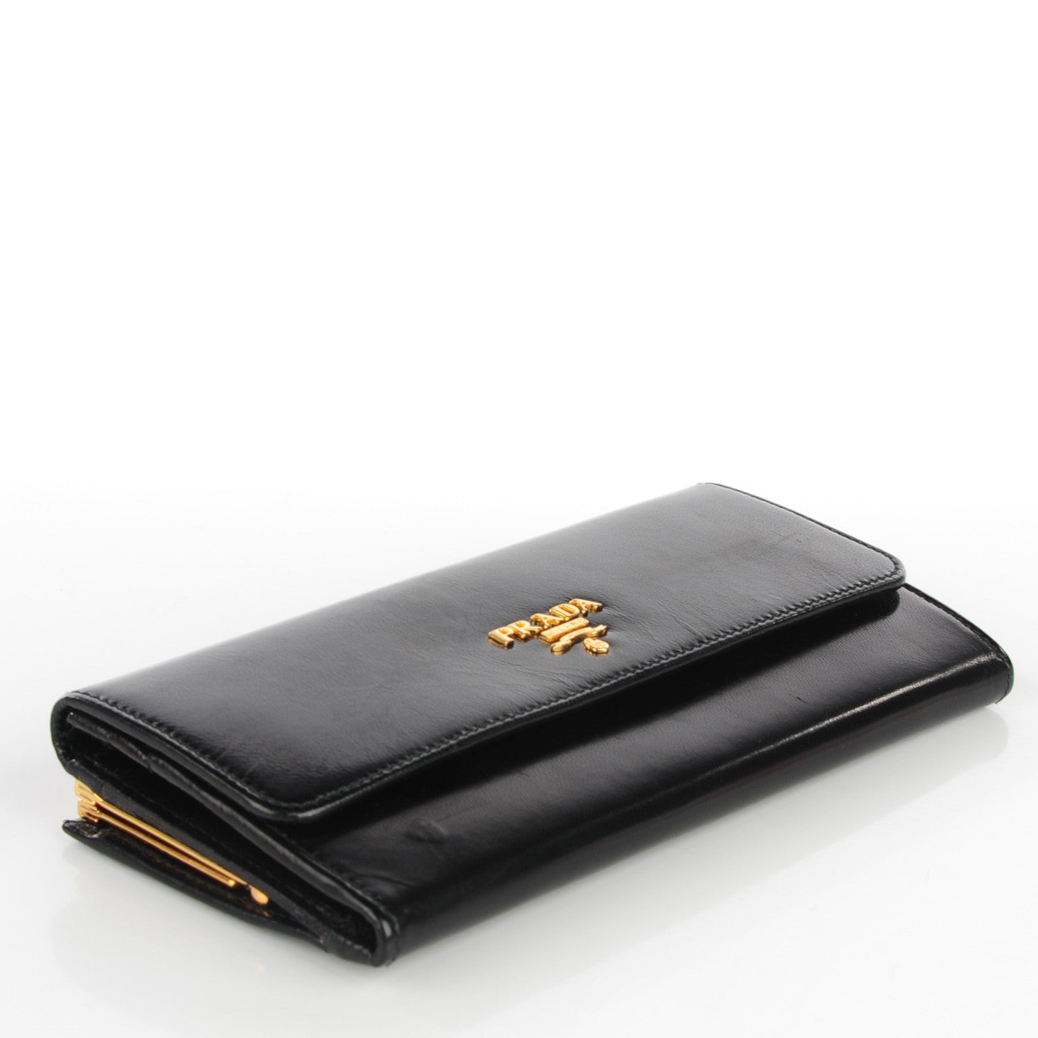 Prada Goatskin Chic Kisslock Flap Wallet Black 4 of 8