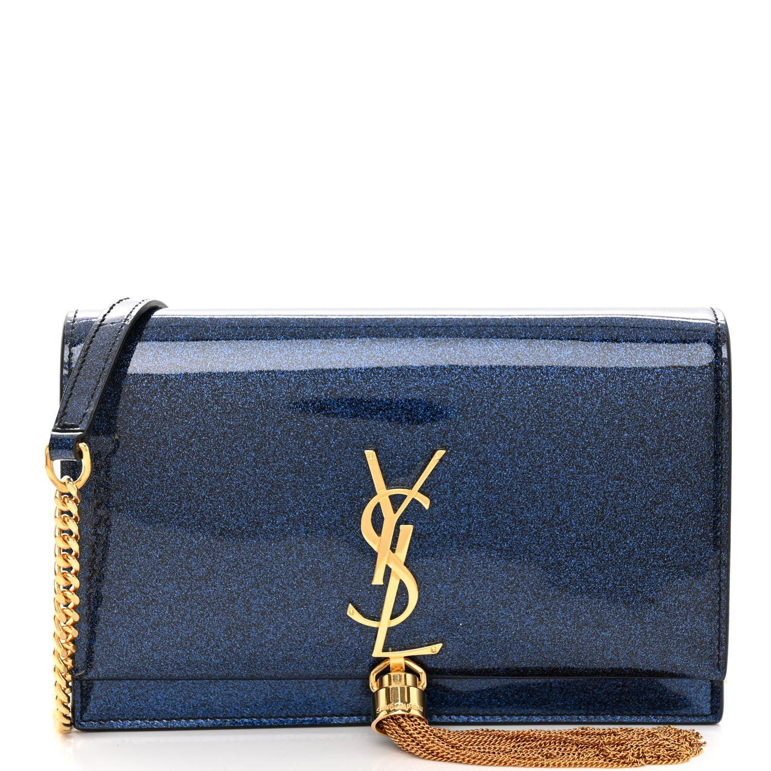 Saint Laurent Glitter Small Monogram Kate Tassel Satchel Cobalt 1 of 9