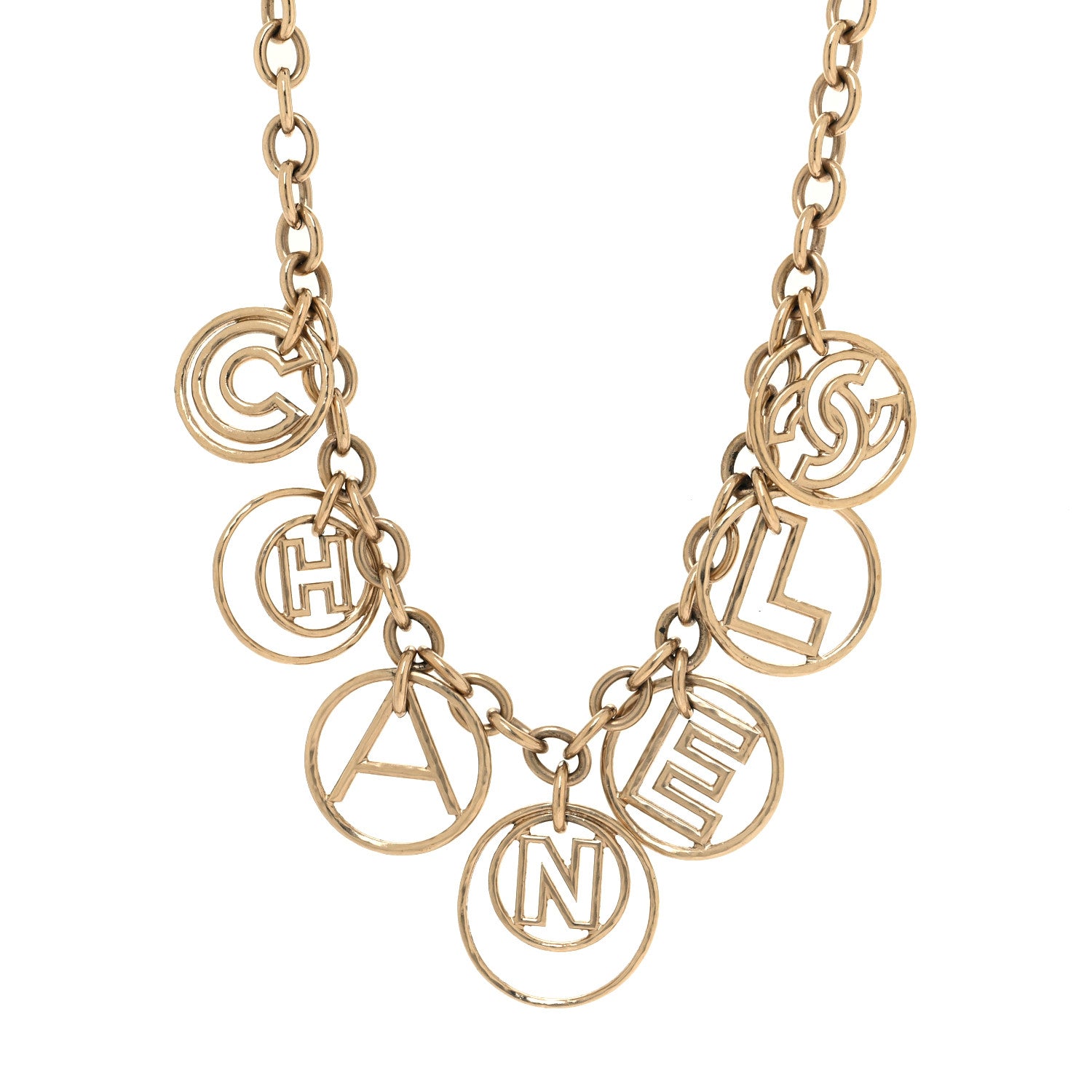 Chanel Metal Hoop Cuba Logo Necklace Gold 1 of 4