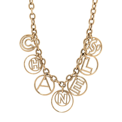 Chanel Metal Hoop Cuba Logo Necklace Gold 1 of 4