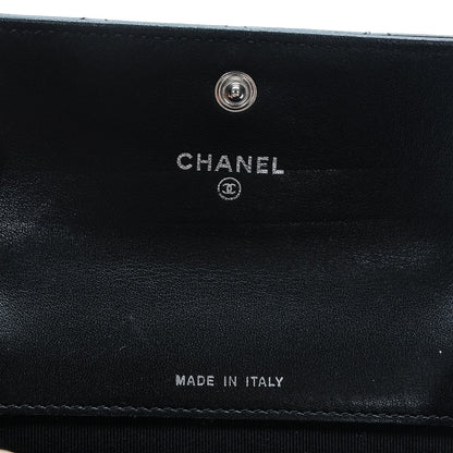 Chanel Striated Patent Quilted Card Holder Grey 6 of 7