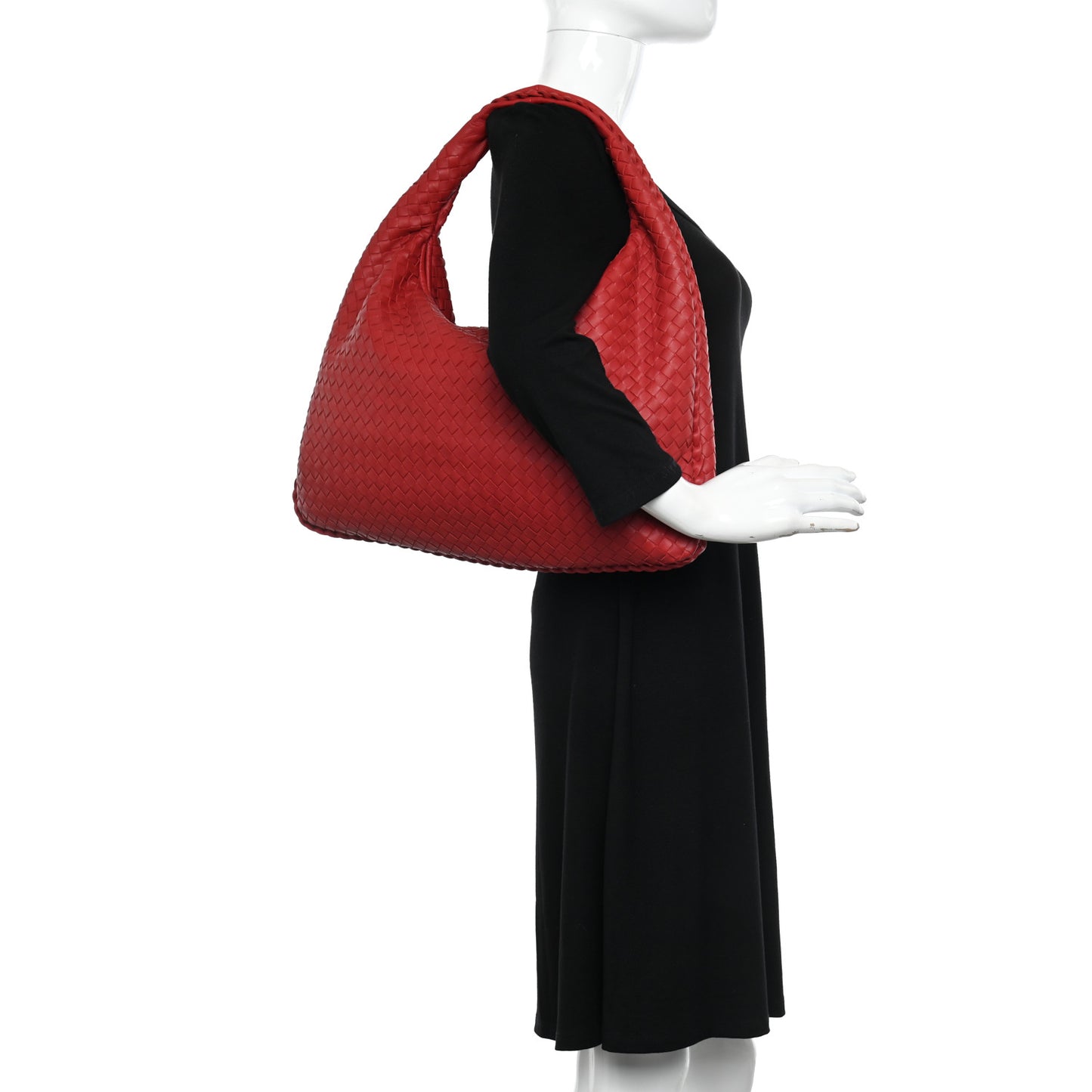Nappa Intrecciato Large Veneta Hobo Red