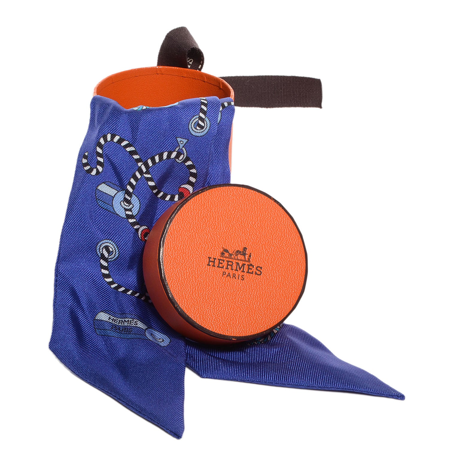 Hermes Silk Cordages Twilly Scarf Bleu Klein Turquoise Rouge 6 of 6