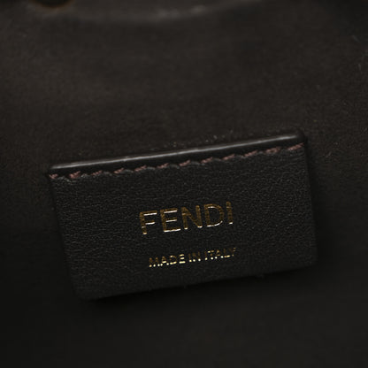 Fendi Denim Effect Fabric FF Jacquard Vitello Mini Mon Tresor Bucket Bag Blue Brown 6 of 10