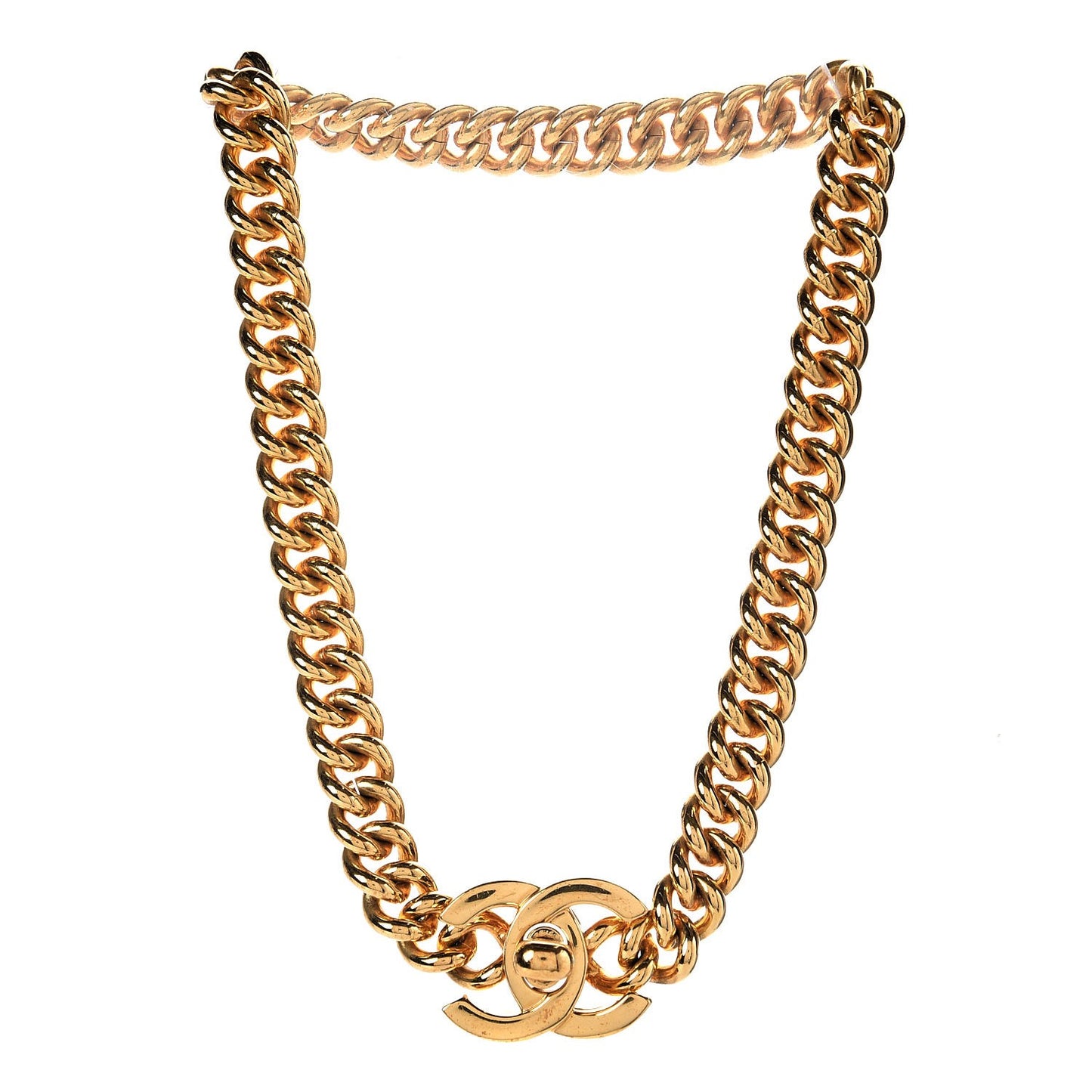 Chain Link CC Choker Necklace Gold