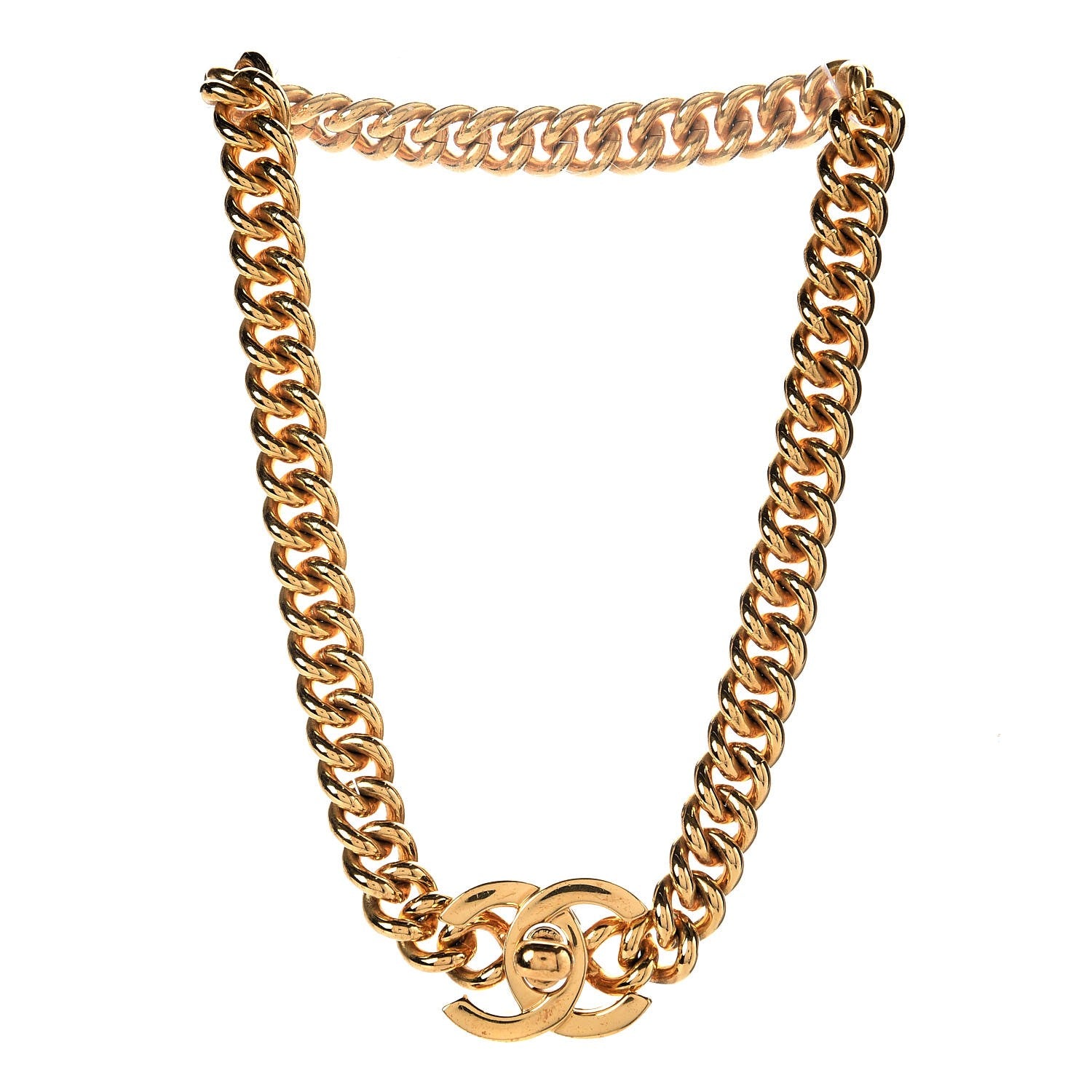 Chanel Chain Link CC Choker Necklace Gold 3 of 5
