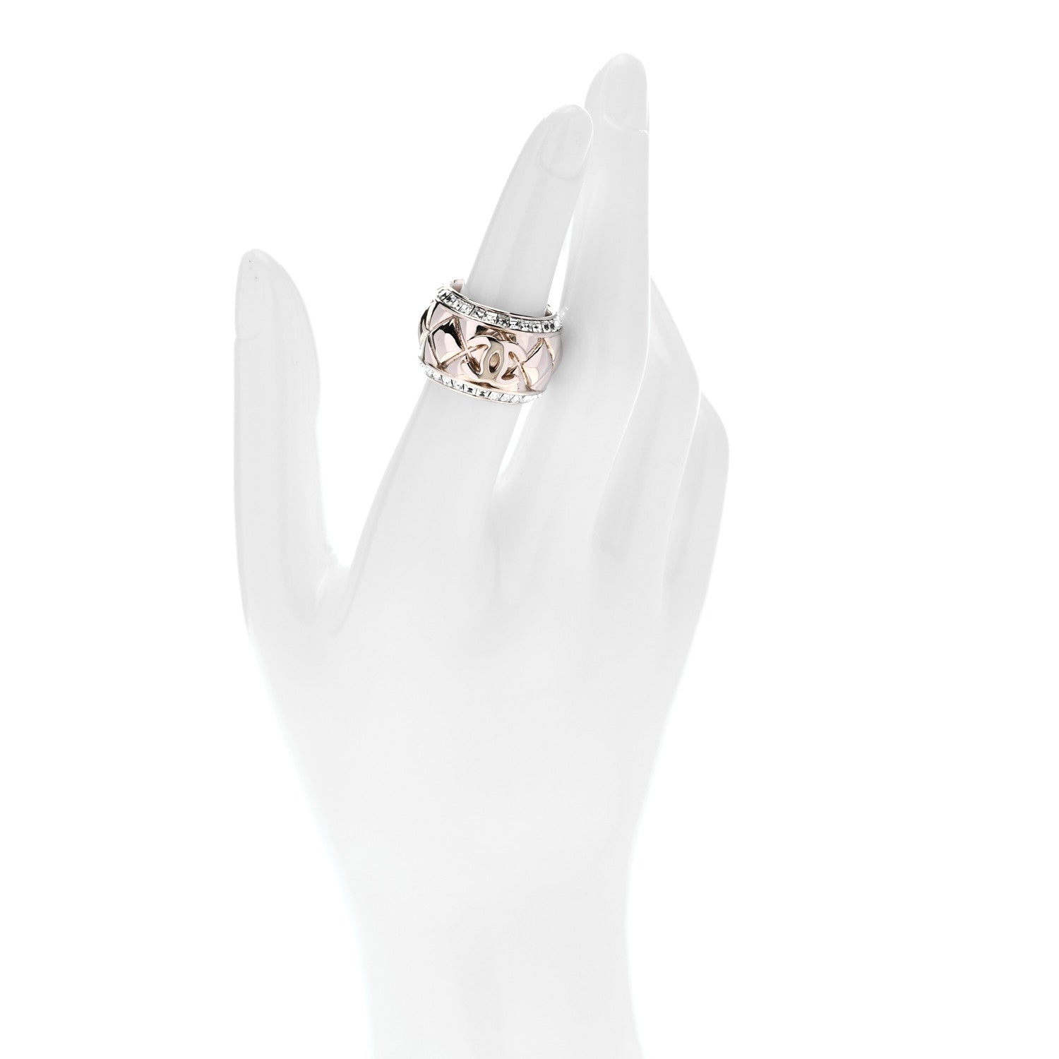 Chanel Crystal CC Ring 52 6 Gold 2 of 5