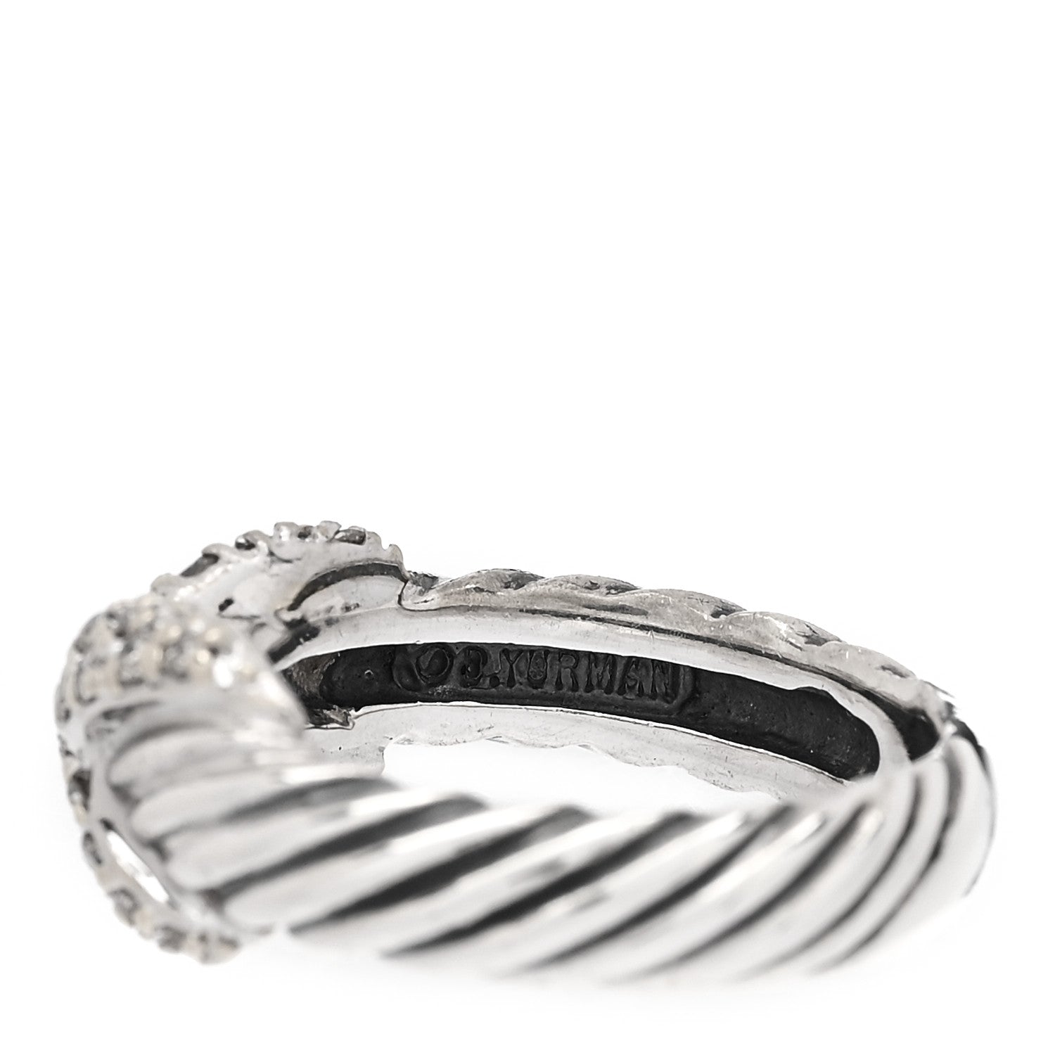 David Yurman Sterling Silver 18K Yellow Gold Diamond X Ring 52 6 5 of 6