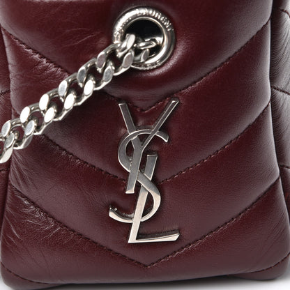 Saint Laurent Calfskin Y Quilted Monogram Small Loulou Bowling Bag Burgundy 8 of 8