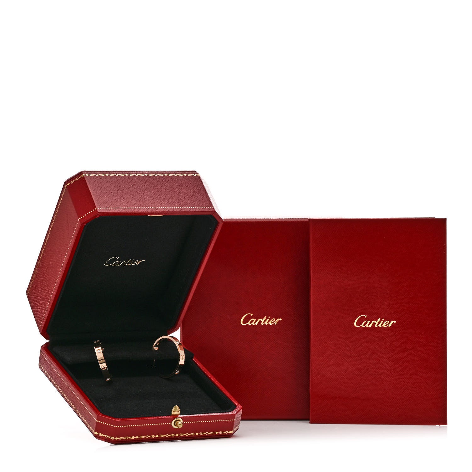 Cartier 18K Pink Gold 3 Diamond 3.5mm LOVE Hoop Earrings 5 of 5