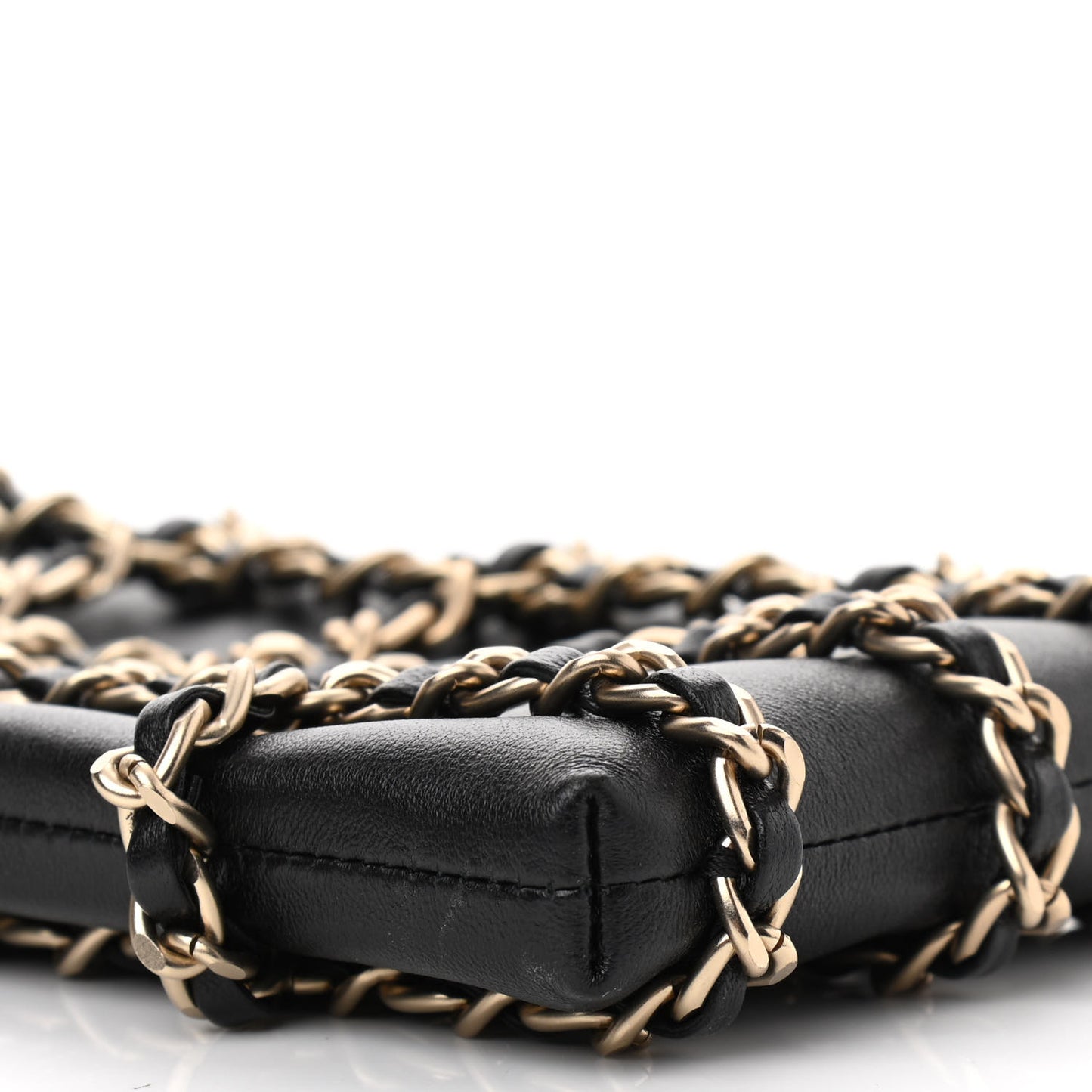 Lambskin Tech Me Out Clutch With Chain Black