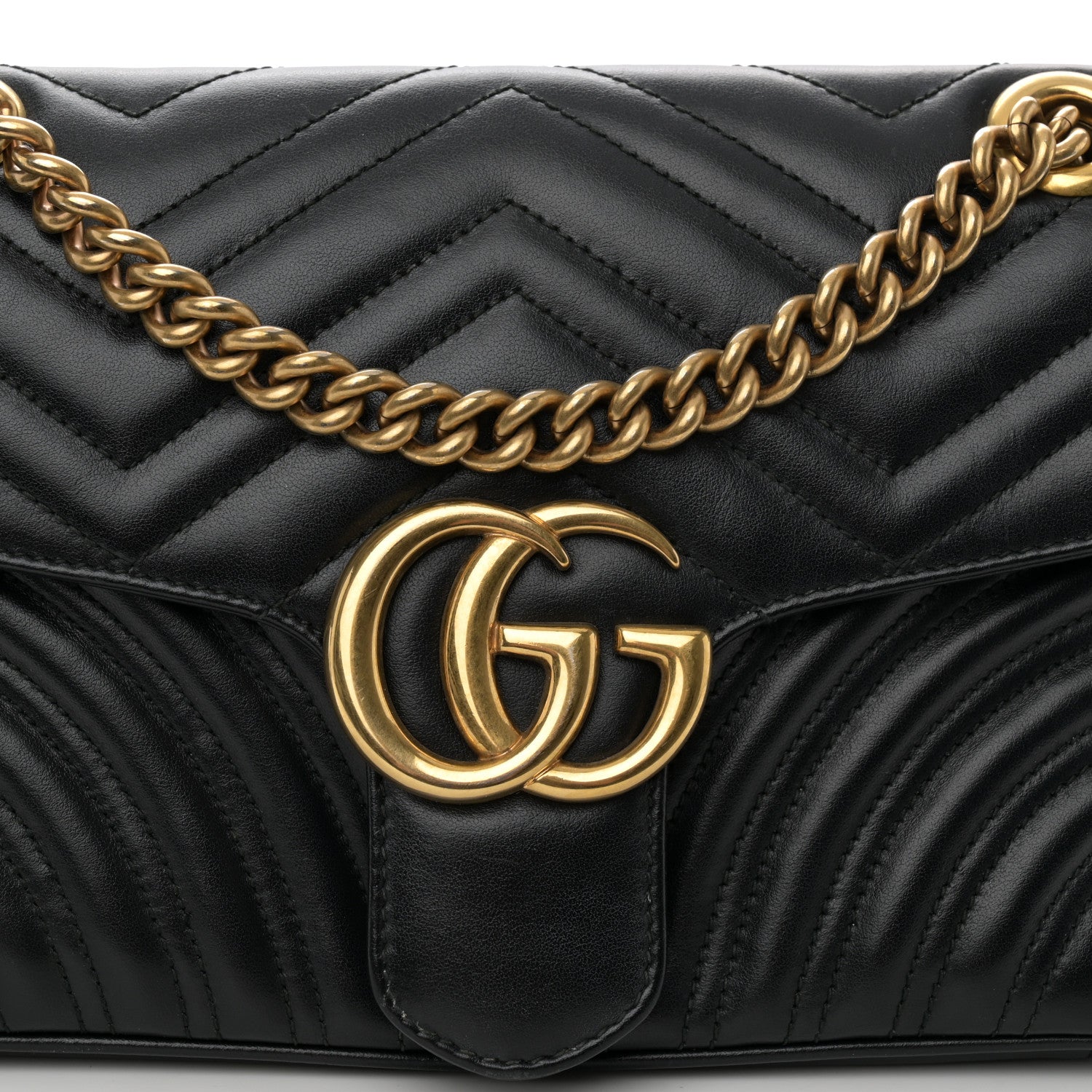 Gucci Calfskin Matelasse Small GG Marmont Shoulder Bag Black 8 of 16