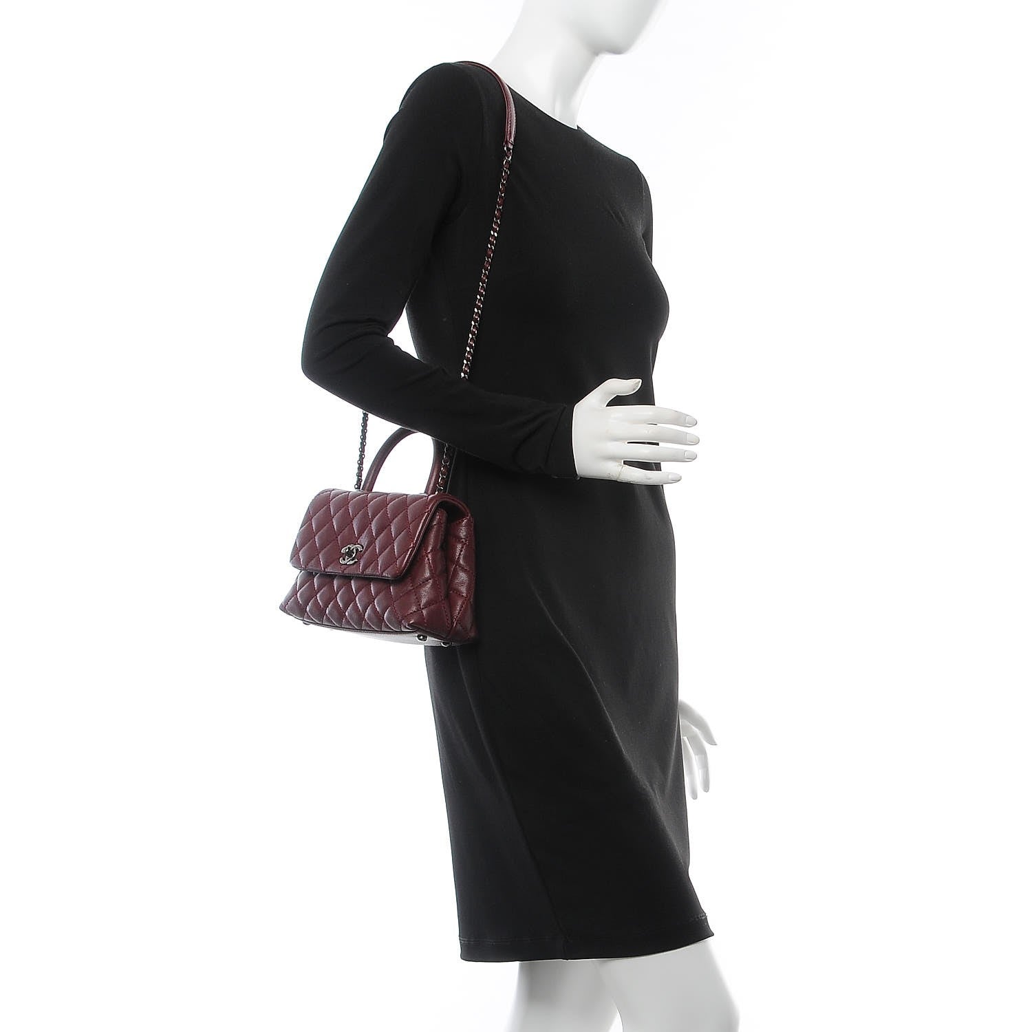 Chanel Caviar Quilted Mini Coco Handle Flap Burgundy 2 of 8