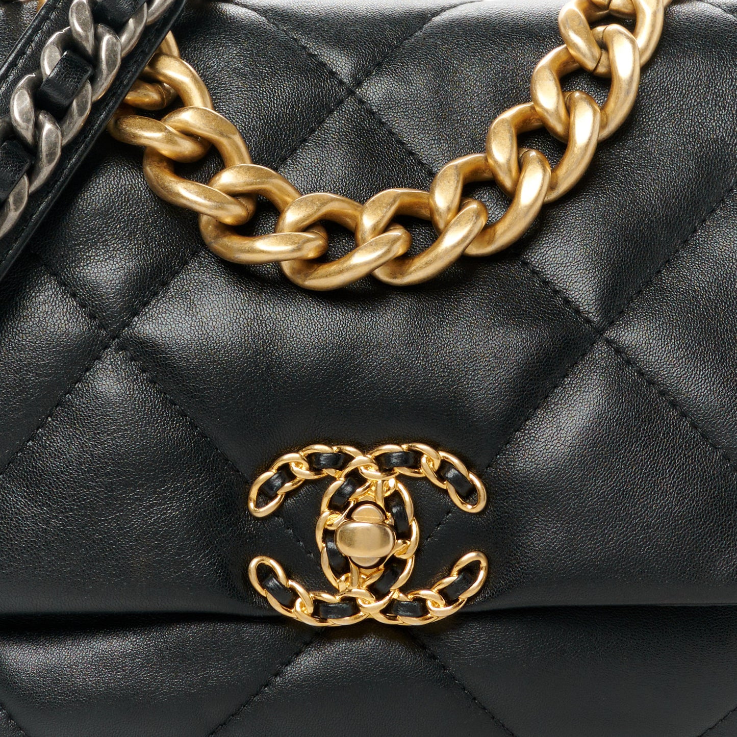 Goatskin Quilted Large Chanel 19 Flap Black