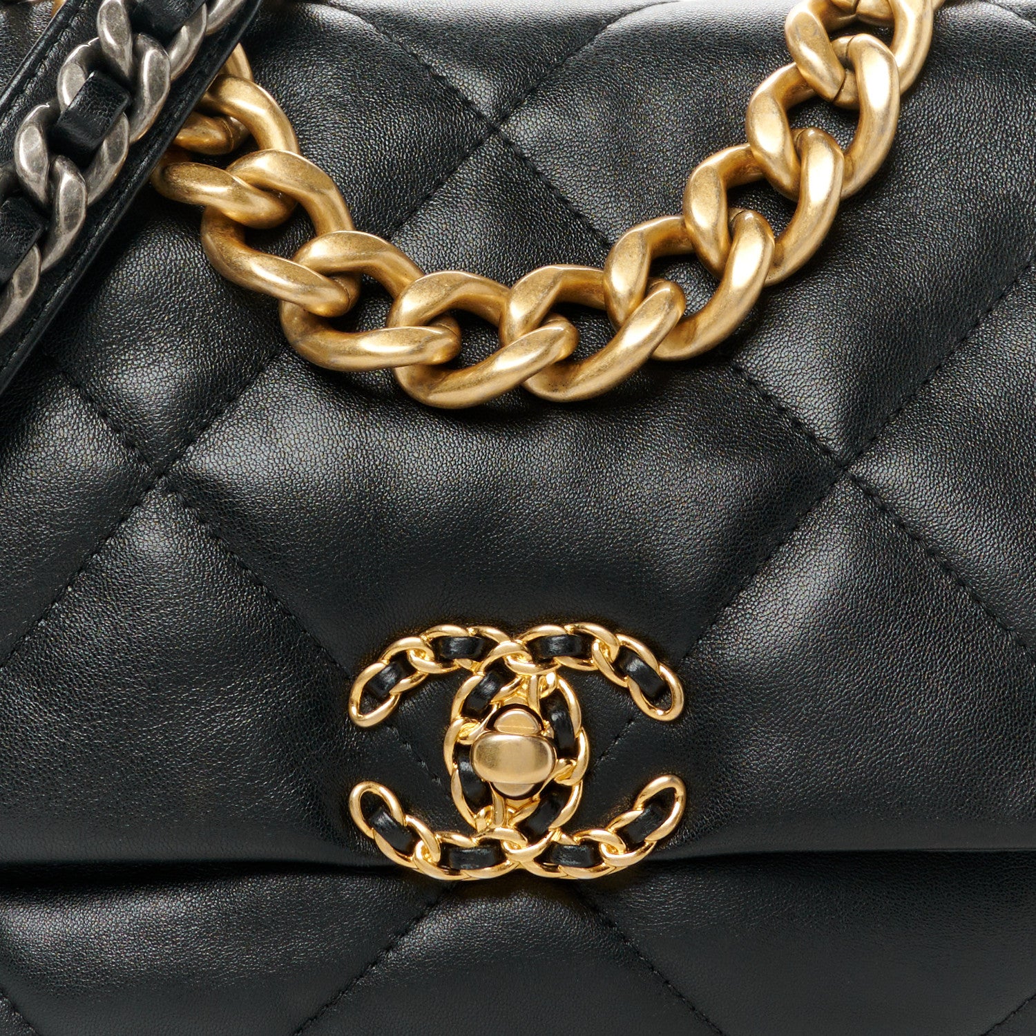 Chanel Goatskin Quilted Large Chanel 19 Flap Black 8 of 10