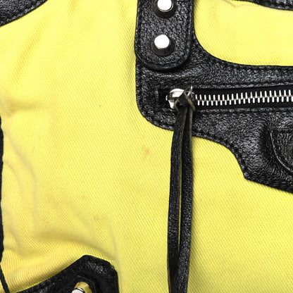 Balenciaga Boarskin Canvas Classic Silver Hardware City Yellow Black 10 of 11