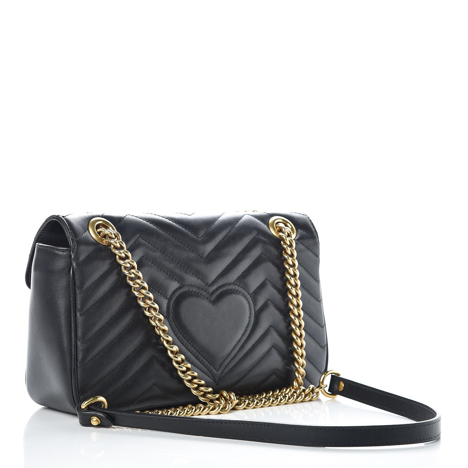 Gucci Calfskin Matelasse Small GG Marmont Shoulder Bag Black 3 of 11